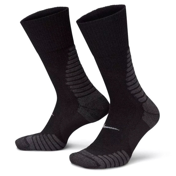 Nike Wool Blend Dri-Fit Black Crew Socks Size Men's 8-12, Wmns 10-13 Cushioned - Picture 1 of 9